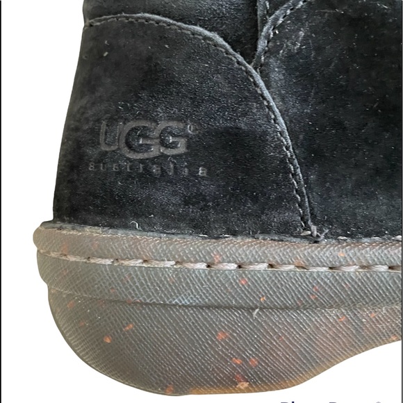 UGG Kaylana Black Suede Leather Warm Sheepskin Lined Pull On Winter Boots - Picture 14 of 16